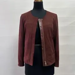 RULE 羊革 ラムレザージャケット ノーカラー レディース S