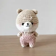 あみぐるみ　柴犬 もかしば × いちごミルクサロペット 手のひらサイズ