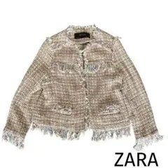 ZARA ツイード ジャケット フリンジ M 美品 卒業式 入学式 セレモニー春