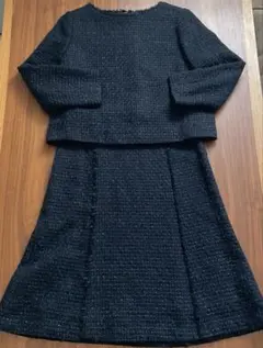 DRESSTERIORツイード素材 ダークネイビー セットアップ　サイズ38