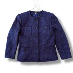 Addenda ノーカラージャケット ネイビー　アデンダ　紺色　レナウン　上着