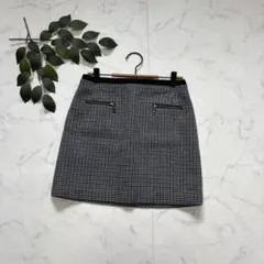 8344✾アンタイトル✾タイトミニスカート【M】千鳥格子柄/ウール混/グレー系のサムネイル