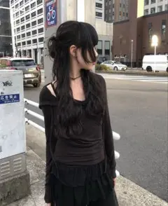 エニワンモアanyonemore フード長袖 カットソー ヴィンテージ ユニーク