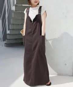 スローブイエナ アイライン ジャンパースカート フロントファスナー
