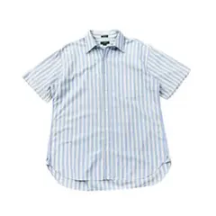 美品 00s J.CREW ストライプパターン半袖シャツ メンズM 綿100%のサムネイル