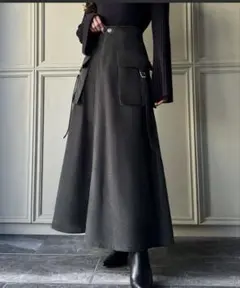 【新品・未使用】　JUNOAH コーデュロイセミフレアカーゴスカート