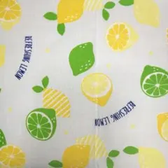 k193 レモン柄 ブルー系 新品 カットクロス はぎれ 匿名配送