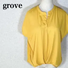 【グローブ】 フレンチスリーブブラウスゆったり感 バンドカラー M 春夏
