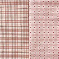 カントリー生地 はぎれ 2枚 チェック ハート ピンク色
