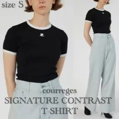 Courrèges クレージュ シグニチャー コントラスト Tシャツ ブラックのサムネイル