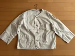 DANTON ノーカラーショートジャケット ホワイト