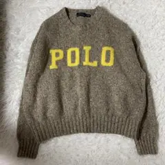 ポロラルフローレン ロゴ クルーネック セーター カシミヤ ウール ベージュ S