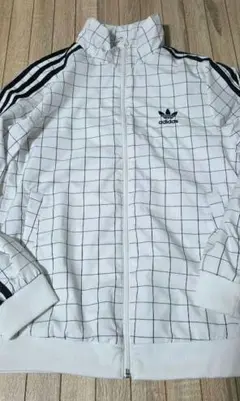 adidas チェック柄 ナイロンジャケット M