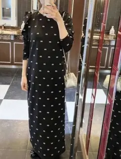 ラウンジドレス　フラワー刺繍ワンピース