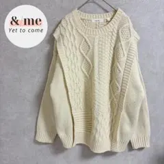 ニコアンド　ケーブルニットプルオーバー　ウール混　アイボリー　L 大きいサイズ