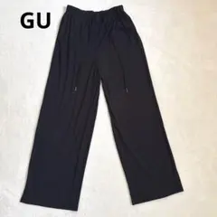 【美品】GU プリーツパンツ 黒 Sサイズ ウエストゴム 楽ちん