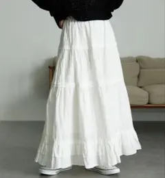 RANAN コットンティアードロングスカート フリルスカート オフホワイト Mのサムネイル