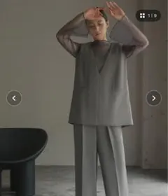 チュール レイヤード トップス ワイドパンツ セットアップ パンツドレス