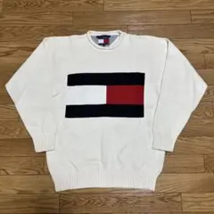 トミーヒルフィガー フラッグニット セーター M 希少　送料込　オフホワイト
