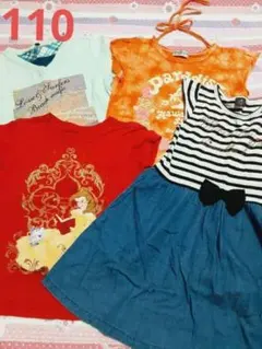 女の子 110 キッズ服 Tシャツ ワンピース 4点セット まとめ売り