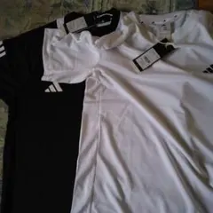 adidas メンズ半袖白色TシャツL 黒TシャツM二枚セット