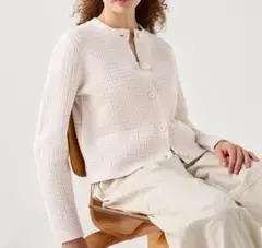 【UNIQLO】ニットショートジャケット オフホワイト S