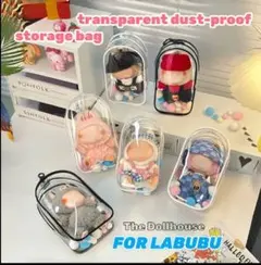 匿名配送 ラブブ 透明 ケース ピンクのフチ LABUBU
