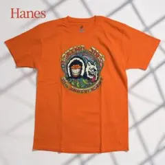 ヘインズ Tシャツ オレンジ エスキモージョーズ 38周年 サイケ 両面 L
