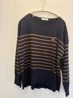 本日限定値下げ　LACOSTE ネイビー/ブラウン ストライプ 長袖セーター