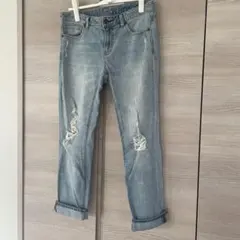 GUライトブルーダメージデニムパンツM