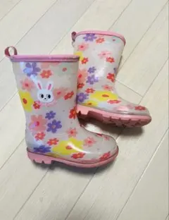 【ミキハウス】15.0 レインブーツ/長靴/花柄/うさぎ /ピンクのサムネイル