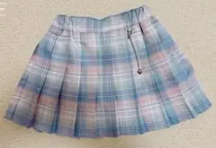 【超美品】青とピンクのチェック柄プリーツスカート