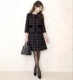 【美品】MAGGY マギー ママスーツ 38 ツイード ワンピース セットアップ