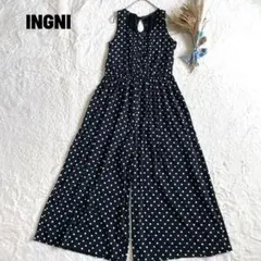 INGNI イング ドット柄オールインワン ワイドパンツ レトロ ブラック M