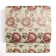 R8SK418 袋帯 花 唐草 金糸 礼装用 六通柄 シャンパンゴールド 赤