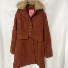 美品✨ケイトスペード ウール100%ロングファーコート 裏地総柄 