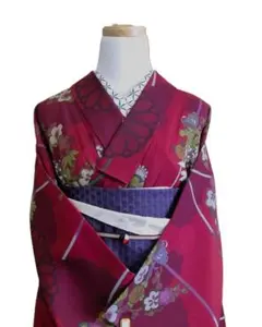 美品⭐︎浴衣　撫松庵　ぶしょうあん　黒地　花柄　蝶　ダリア　ピンク 美品⭐︎浴衣 撫松庵 ぶしょうあん 黒地 花柄 蝶 ダリア ピンク