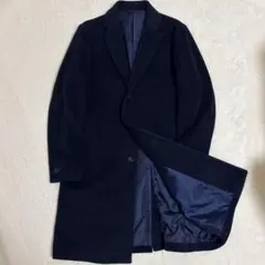 【美品】 INHERIT Ballis チェスターコート L ネイビー ウール