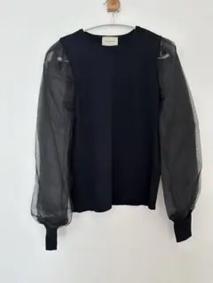 HEVE へイヴ新品未使用タグ付き ネイビー ベロアバブリーブラウス 