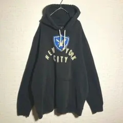 American Eagle 刺繍フーディパーカー 2XL オーバーサイズ 黒