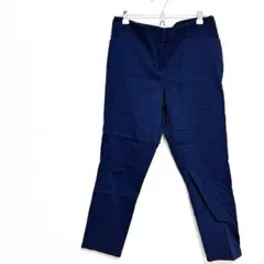ネイビー スラックス フロントジッパー【L相当】 紺色 ストレッチパンツ