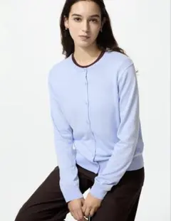 ❁︎UNIQLO クルーネックカーディガン ライトブルー Mのサムネイル