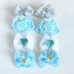 わんちゃん用リボンヘアゴム☆8個4組　 トリミングリボン　10068