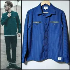 定価18,900円✳️CRIMIE レザーパッチ ストライプシャツ