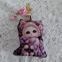 パネル生地 白猫 ツイード×花柄 フリルトートバッグ - メルカリ