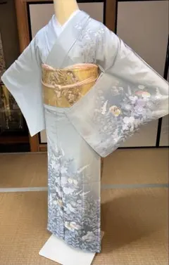 正絹上品な訪問着4点フルセット 訪問着　袋帯　帯締め帯揚げ