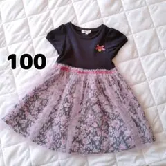 花柄ドッキング ワンピース エニィファム ワンピース 半袖ワンピ　フォーマル