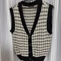 JEANASIS ニットベスト ブラック・ホワイト
