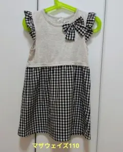 マザウェイズ　ノースリーブワンピース・フリル袖・リボン付き