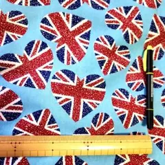 ☆ ハギレ (ハート ユニオンジャック: 水色地)